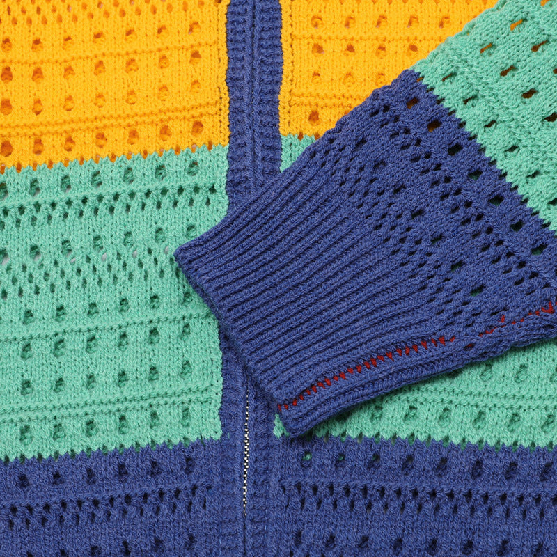 復古彩色條紋連帽開衫