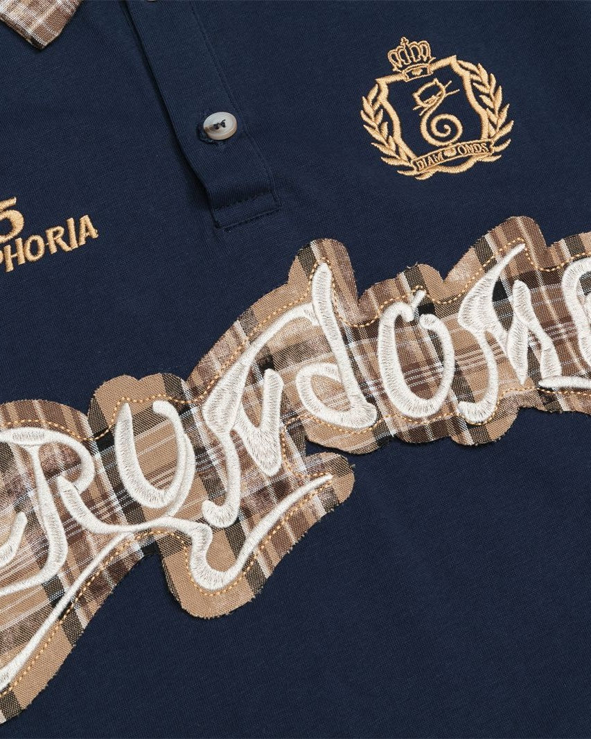 아플리케 문자 짧은 소매