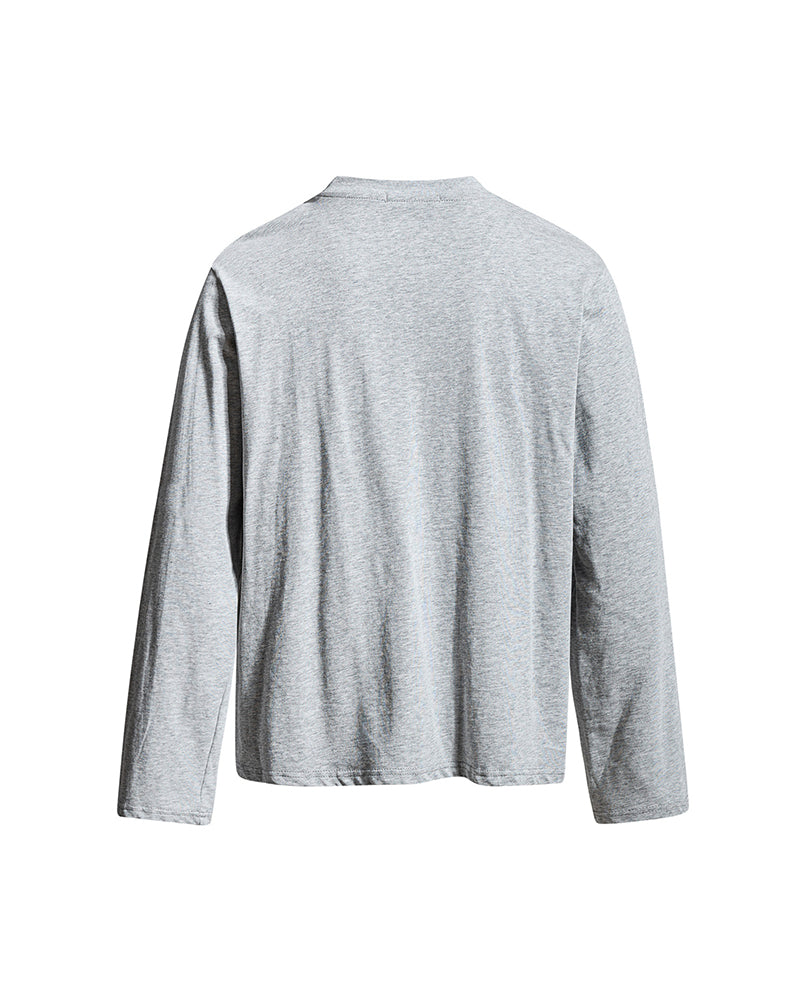 Retro distressed printed long-sleeved shirt