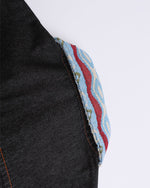 Paneled embroidered denim shirt