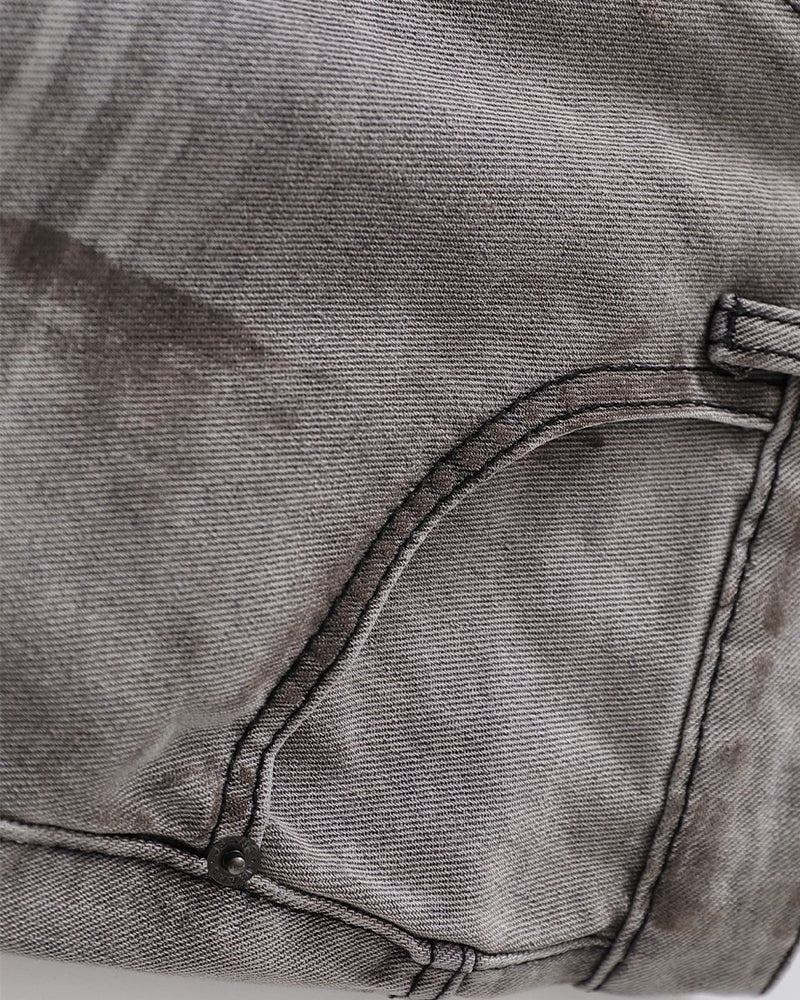 破洞水洗直筒牛仔褲