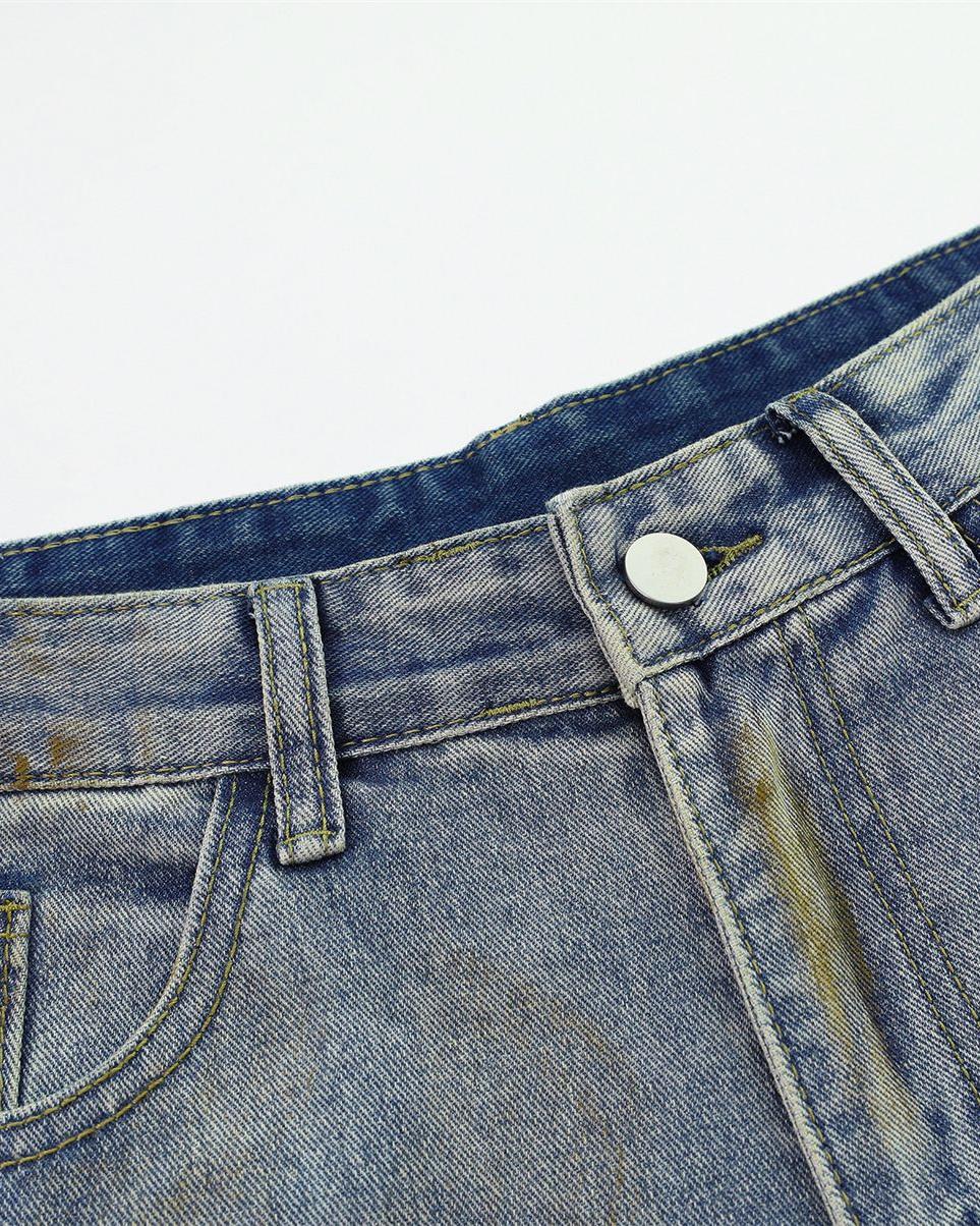 休閑直筒牛仔褲