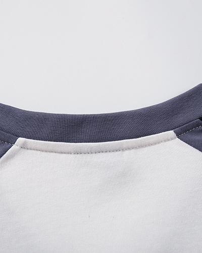 레트로 콘트라스트 프린트 반소매