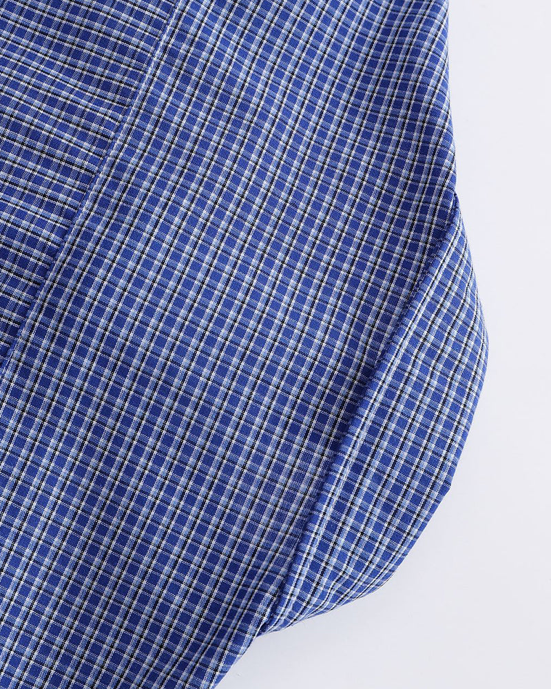 Embroidered plaid long-sleeved shirt