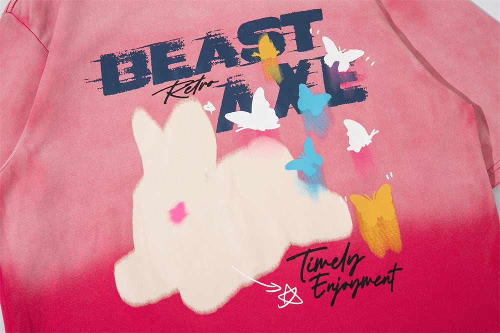 Gradient tie-dye loose short sleeves