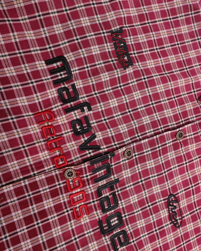 Gradient plaid short-sleeved shirt