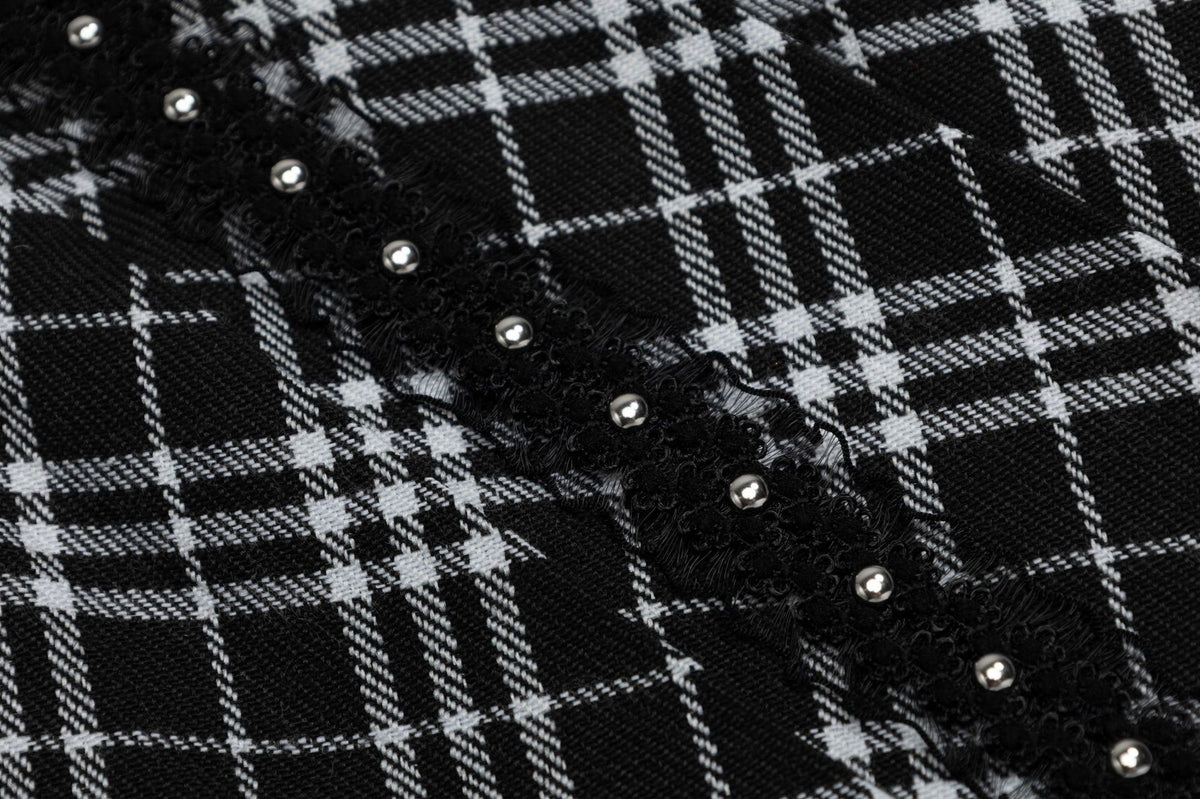 retro patchwork plaid skirt