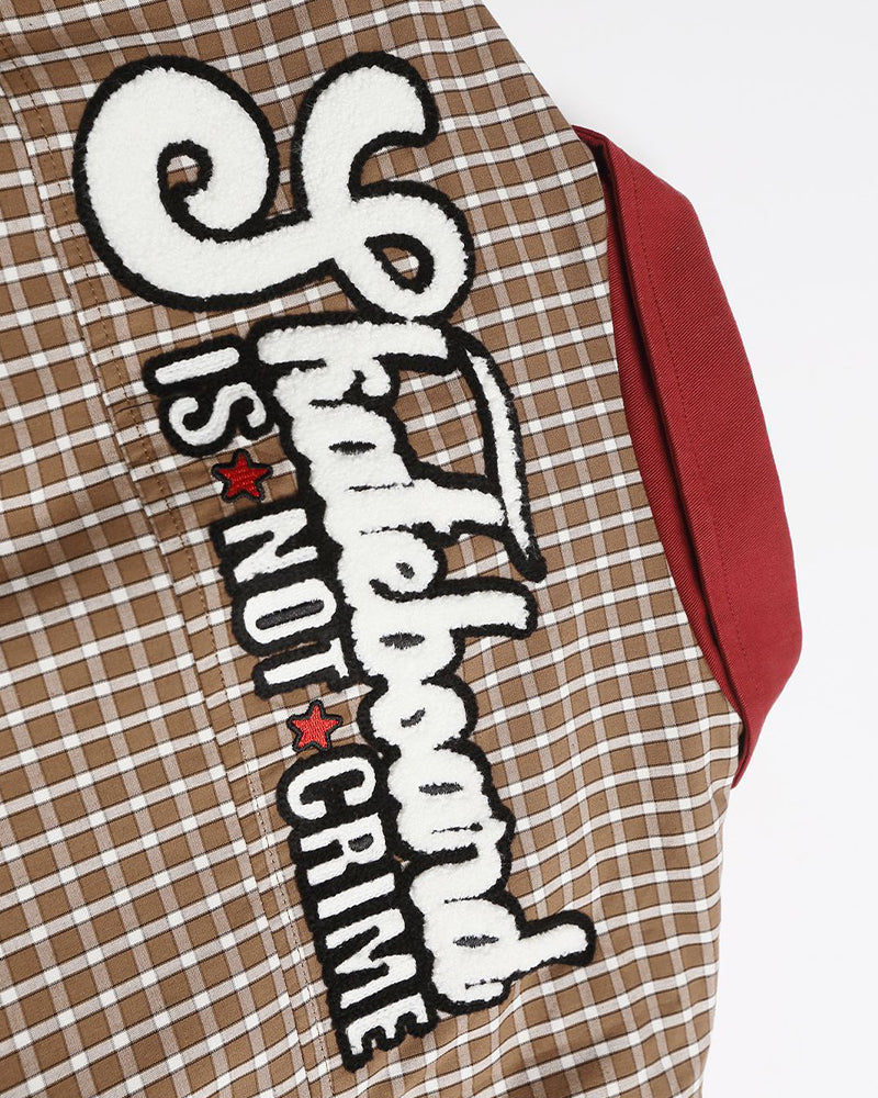 撞色拼接格子外套