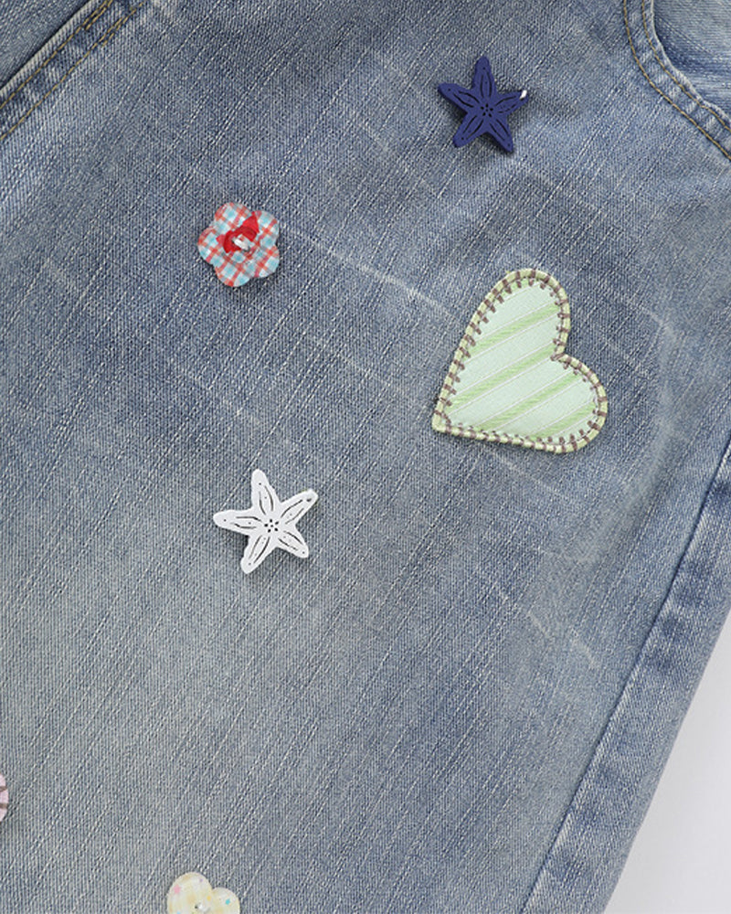 Embroidered Distressed Jeans