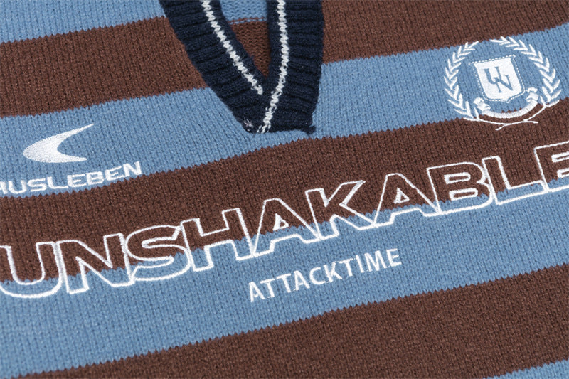 Retro yellow versatile striped sweater