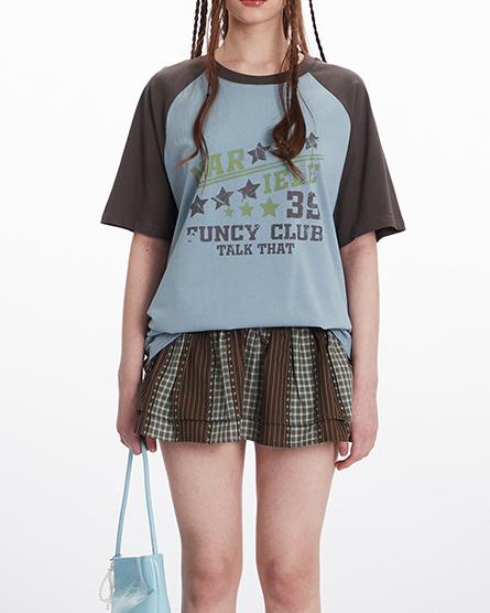 컬러블록 프린트 반팔