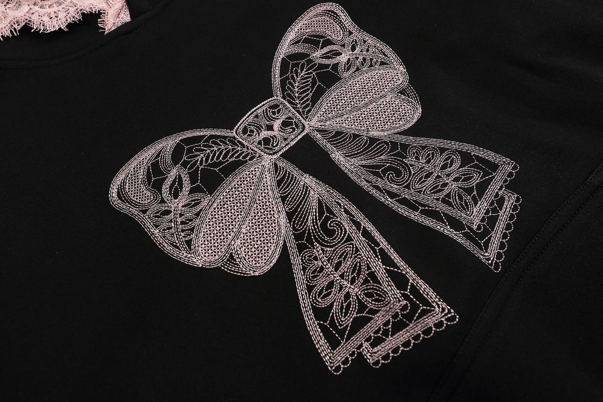 Retro lace hooded sweatshirt