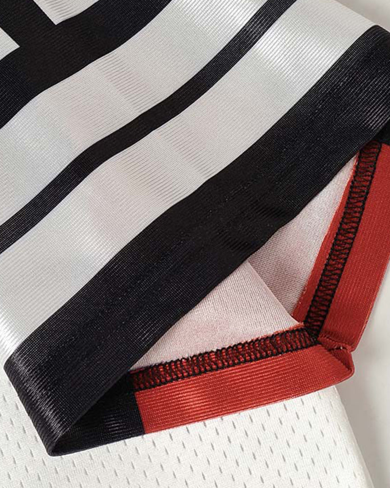 Contrast color stitching short sleeves