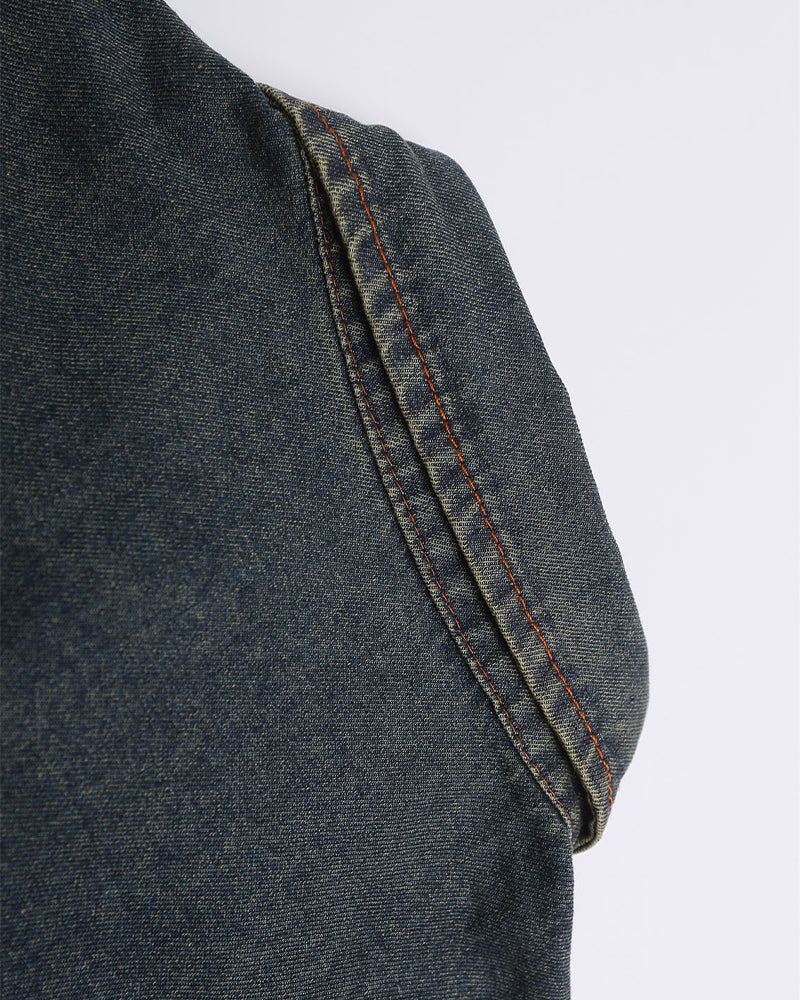 Washed panel denim shirt