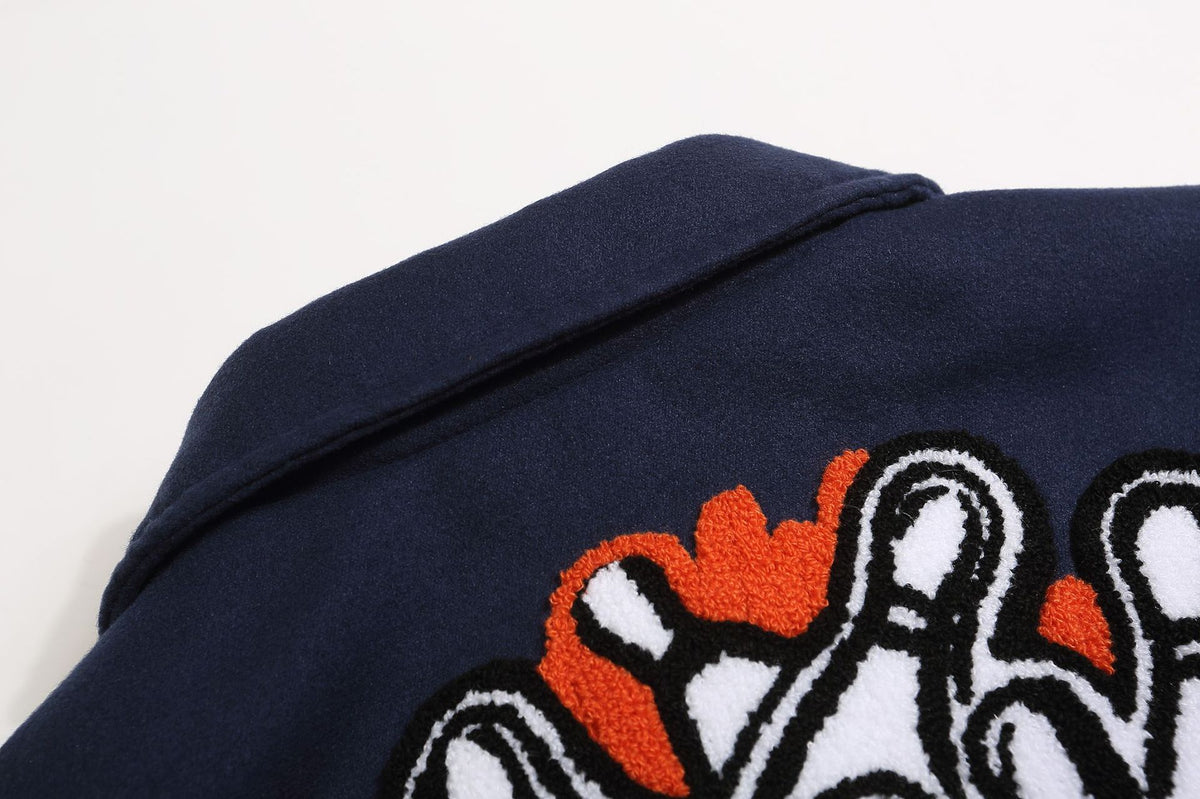 Spliced fun cartoon lapel baseball uniform