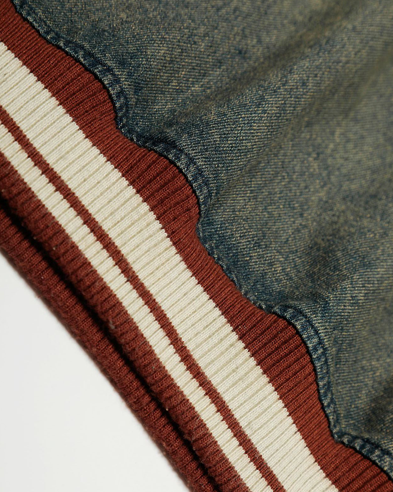 復古撞色牛仔衛衣