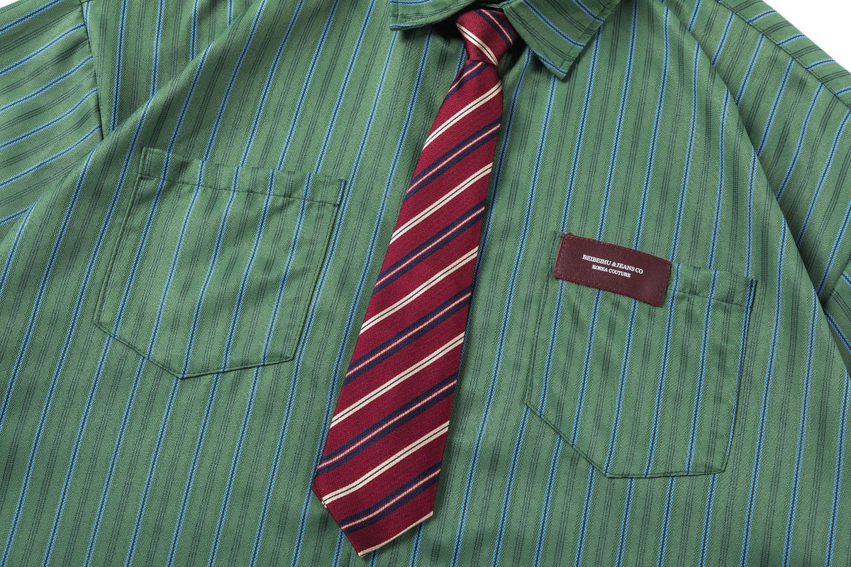 Striped shirt with vintage tie