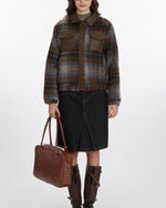 retro plaid contrast coat