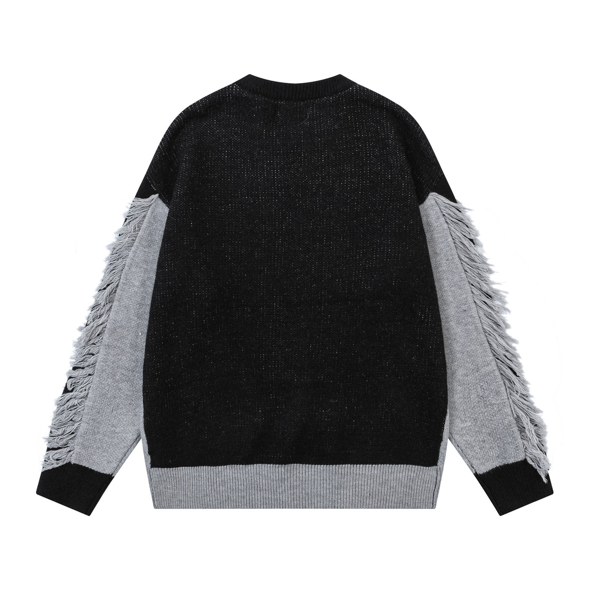 Retro contrasting raw edge crew neck sweater