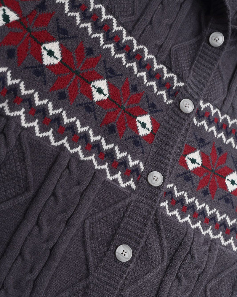 jacquard hooded sweater