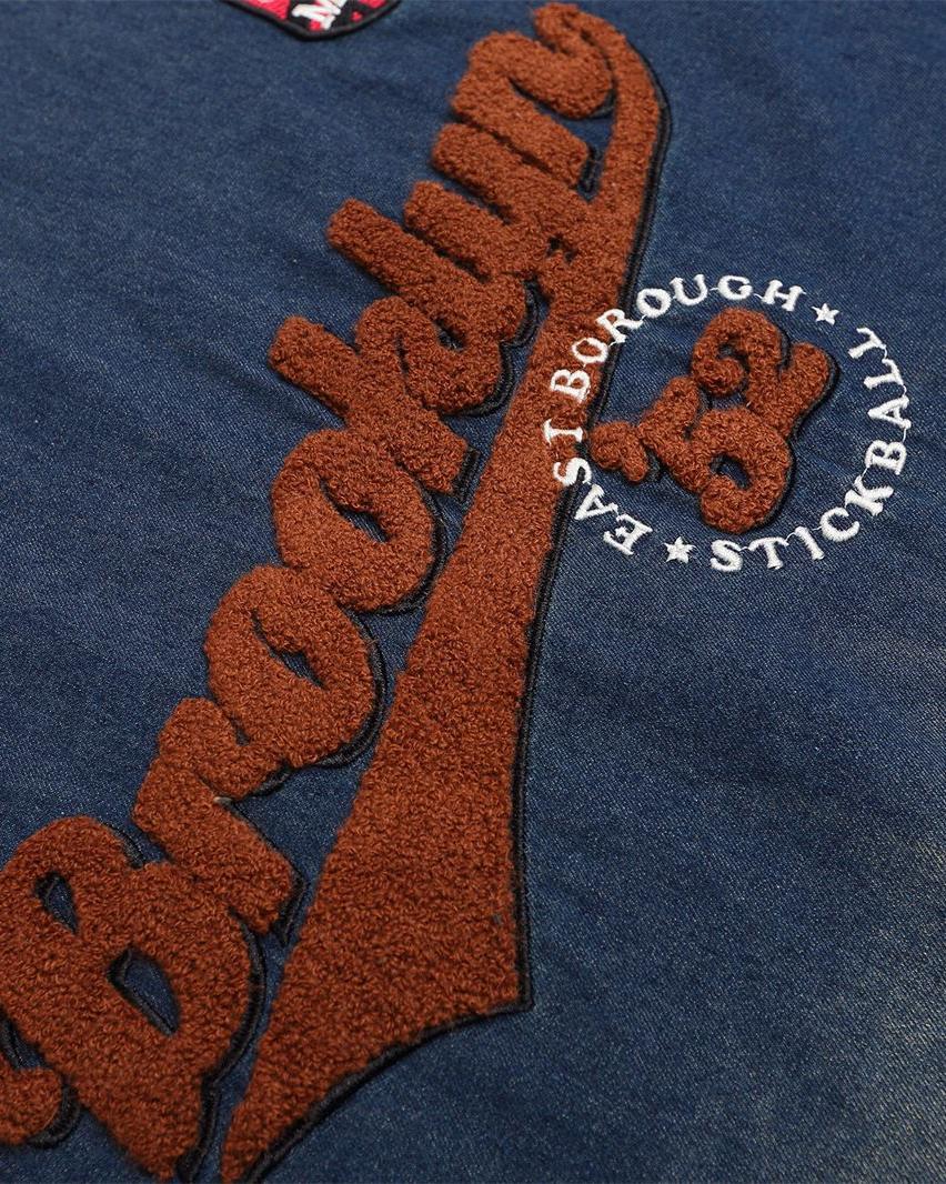 水洗刺綉牛仔短袖