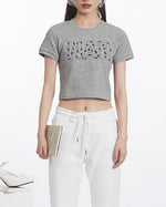 Letter embroidered short sleeves