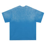 American retro patch washed short sleeves