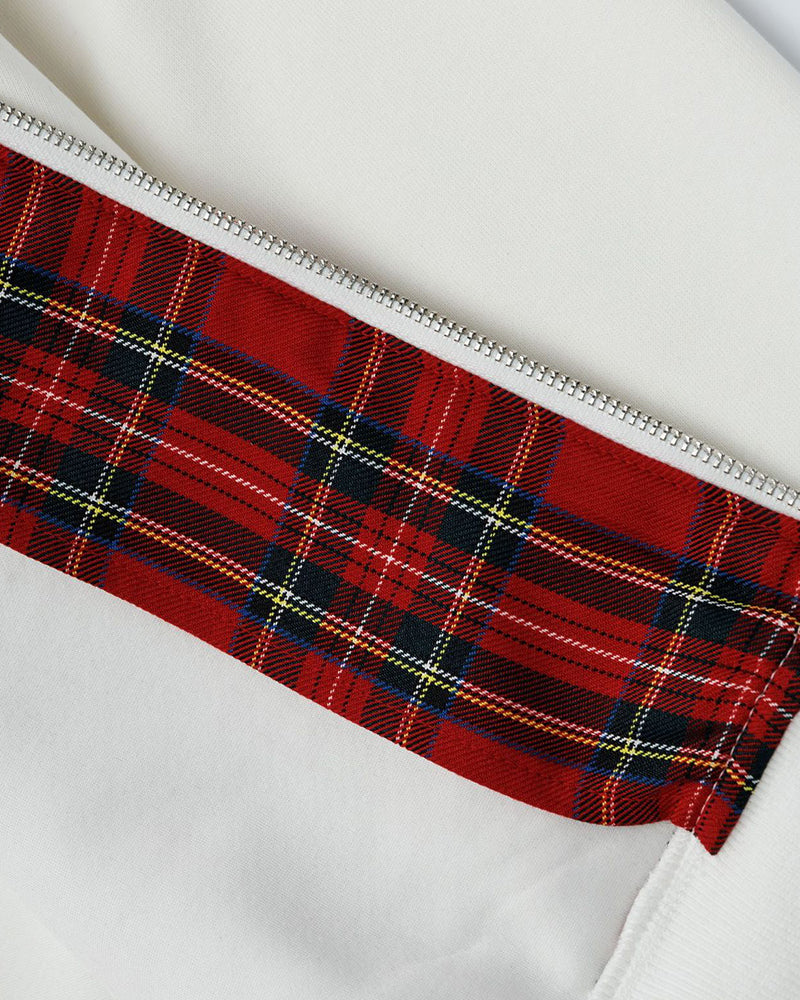 plaid panel hooded jacket