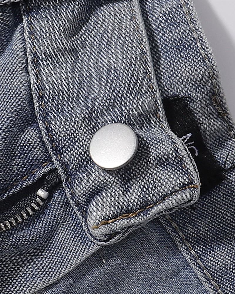 Raw edge straight cropped shorts