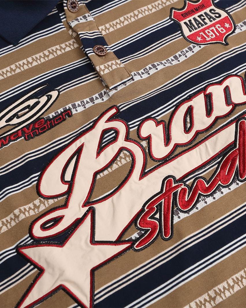 스트라이프 라펠 반소매