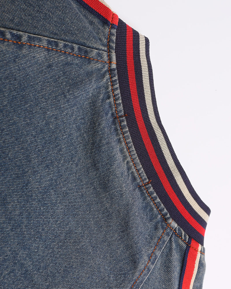 復古水洗刺綉牛仔衛衣