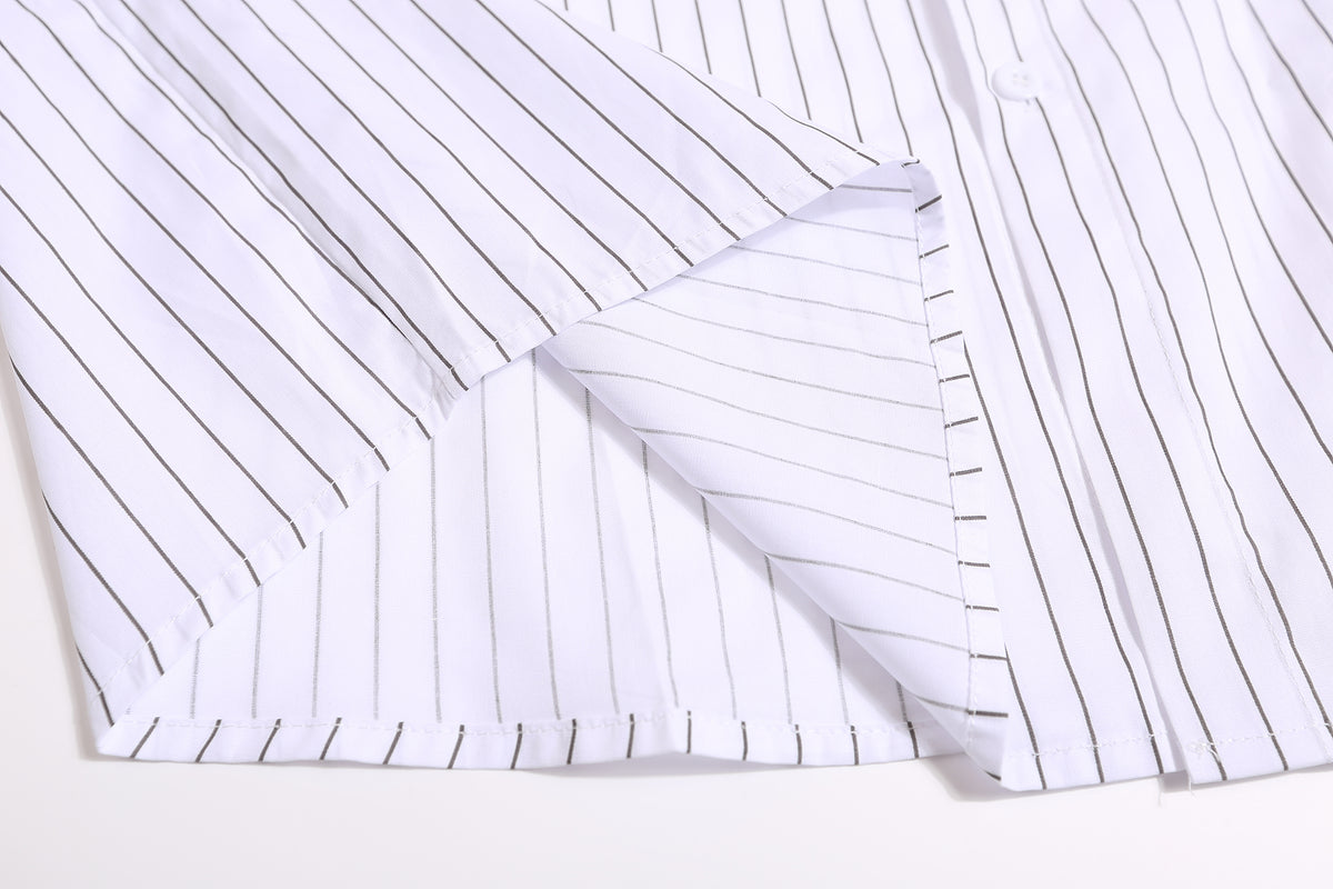 American retro vertical striped baseball shirt