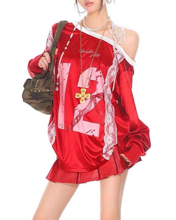 復古寬鬆蕾絲邊長袖(女款)