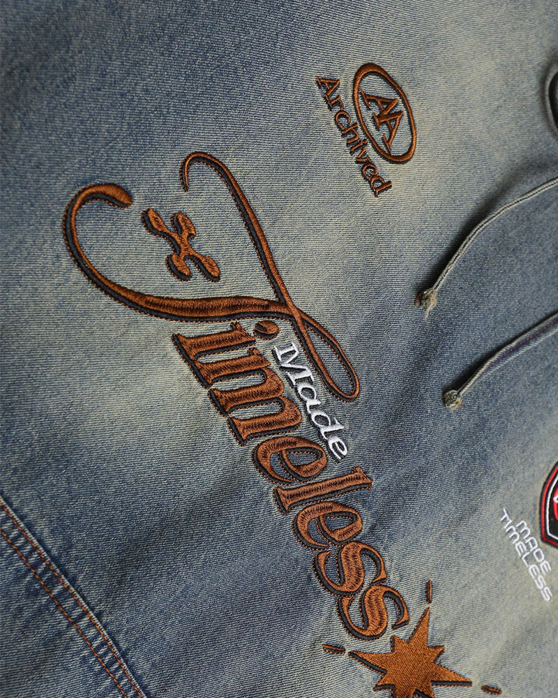 刺綉牛仔連帽衛衣