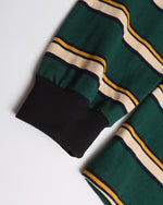 Contrast stripe embroidered polo long sleeves