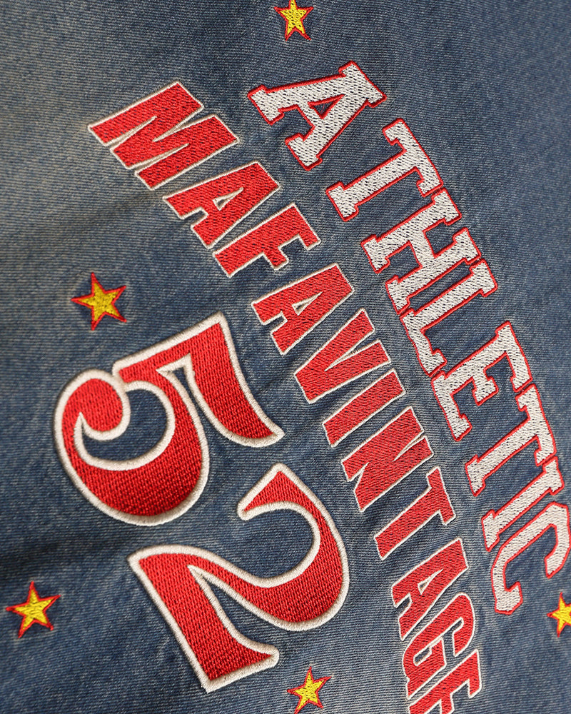 復古水洗刺綉牛仔衛衣