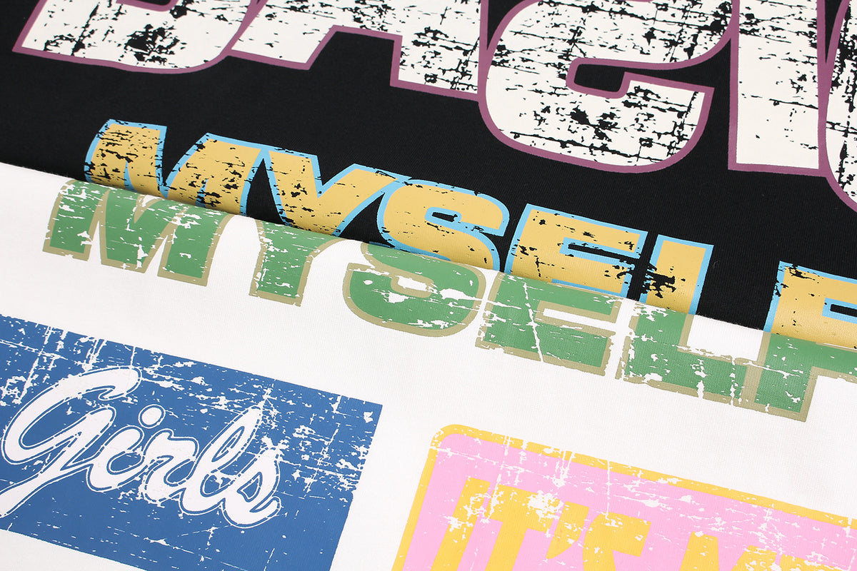 Vintage washed printed short sleeves