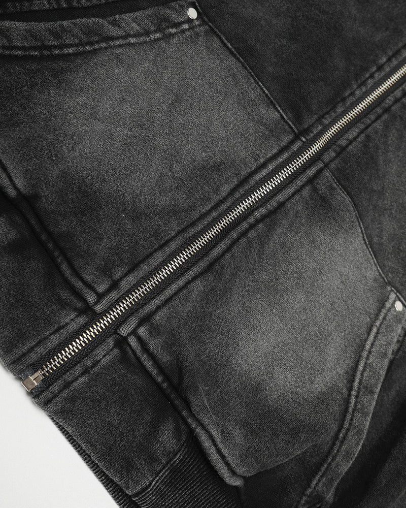 워시드 블랙 디스트레스드 커플 재킷