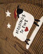 Embroidered plaid long-sleeved shirt