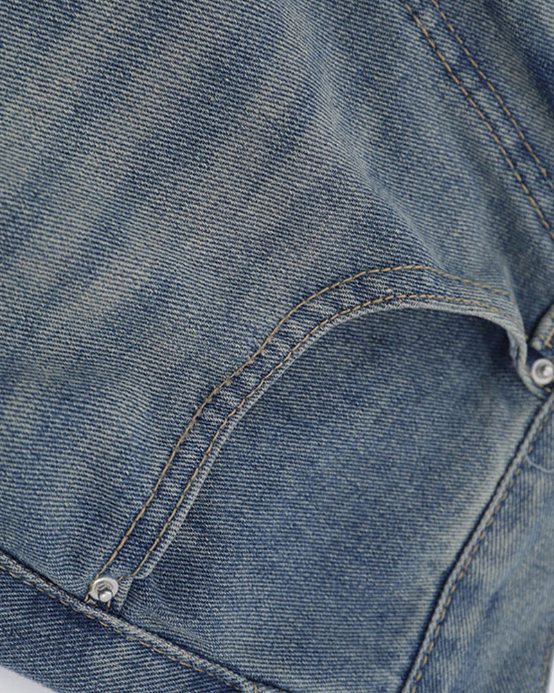 水洗直筒牛仔褲