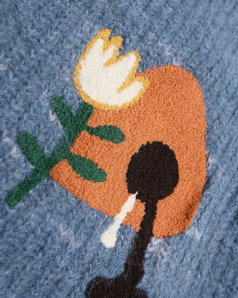 레트로 버섯 후드 스웨터