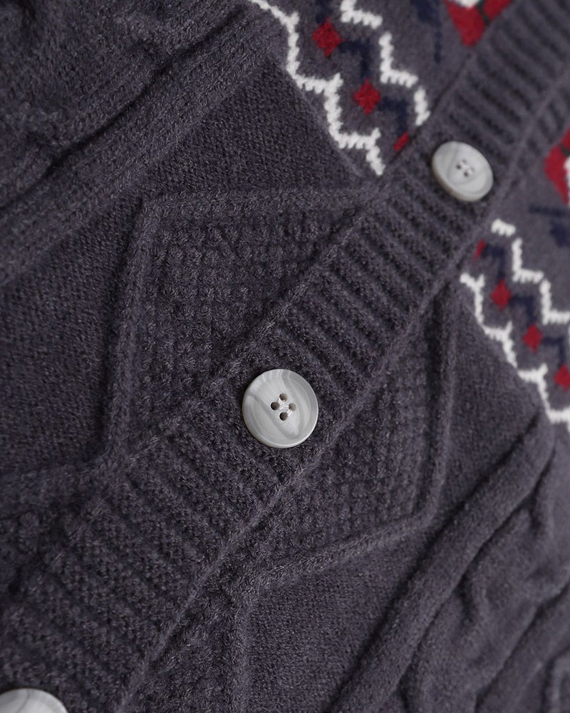 jacquard hooded sweater