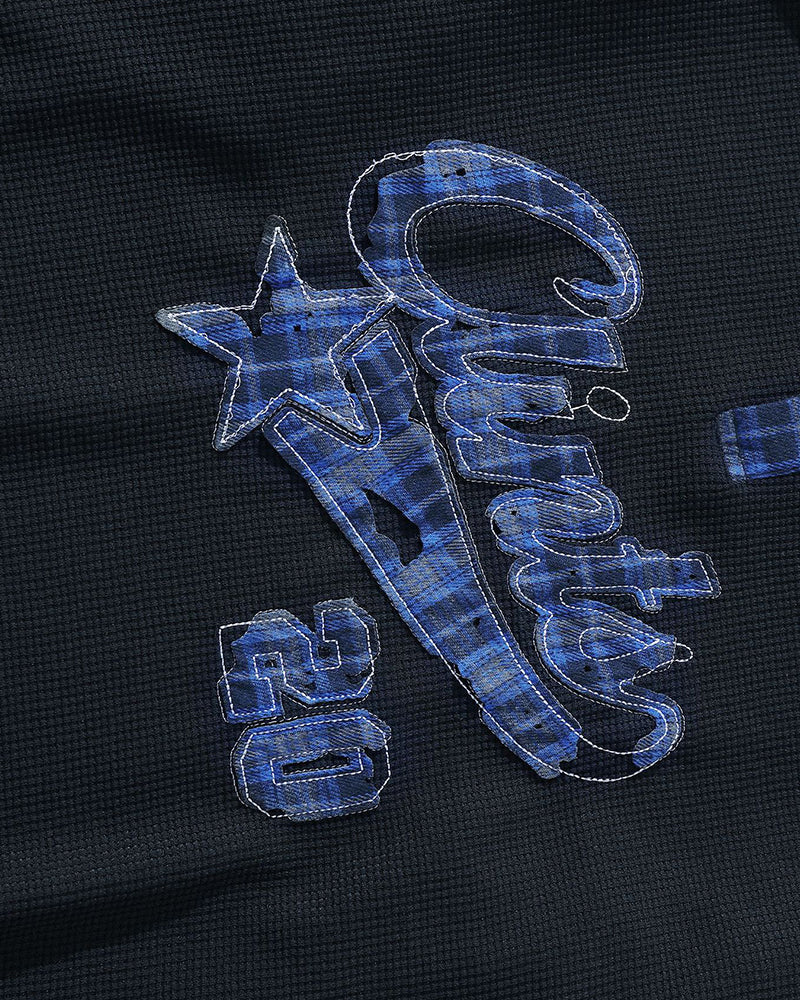 格子拼接翻領衛衣