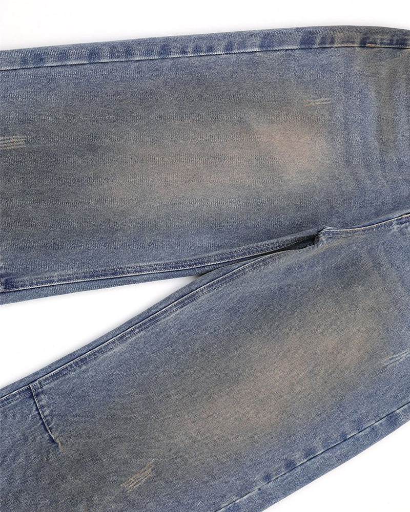 做舊直筒牛仔褲