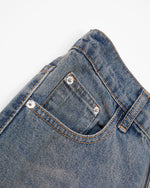 Distressed straight jeans