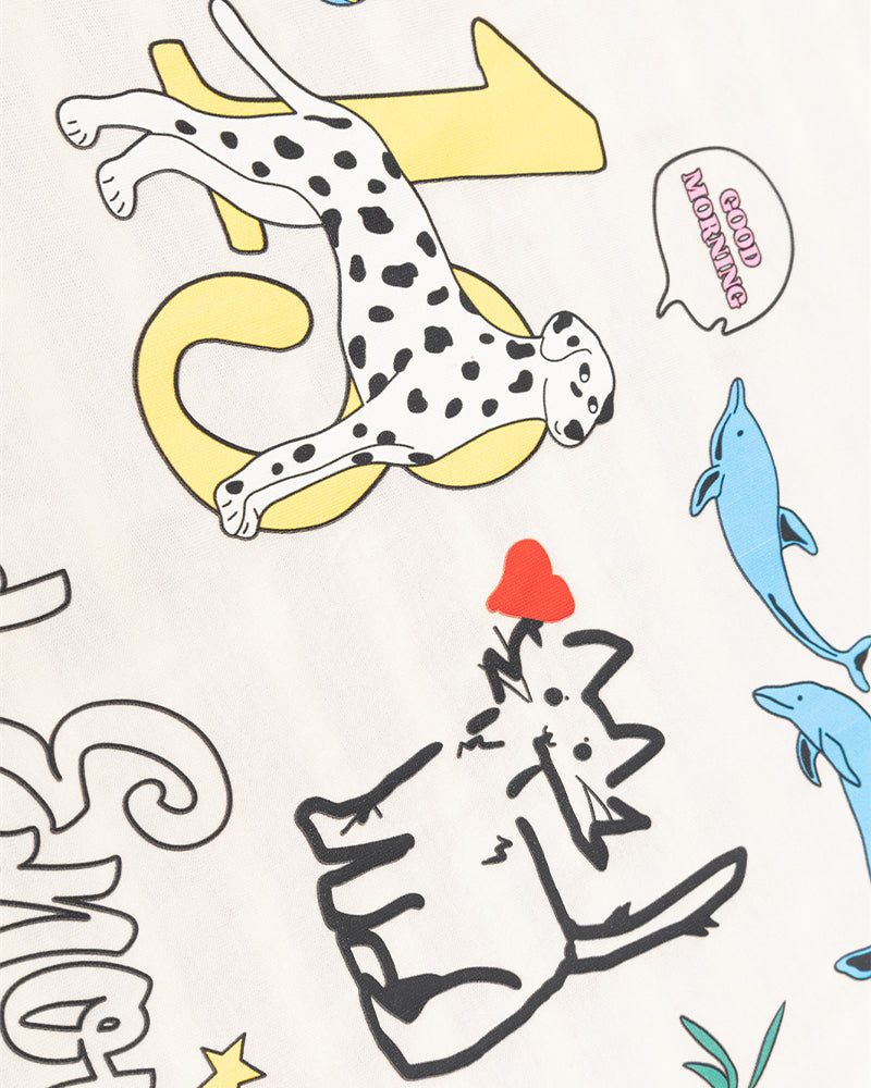 Retro contrast color cute kitten short sleeves