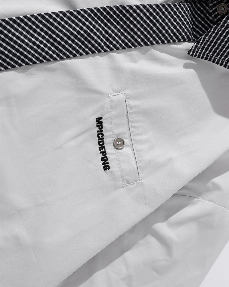 Retro patchwork short-sleeved shirt