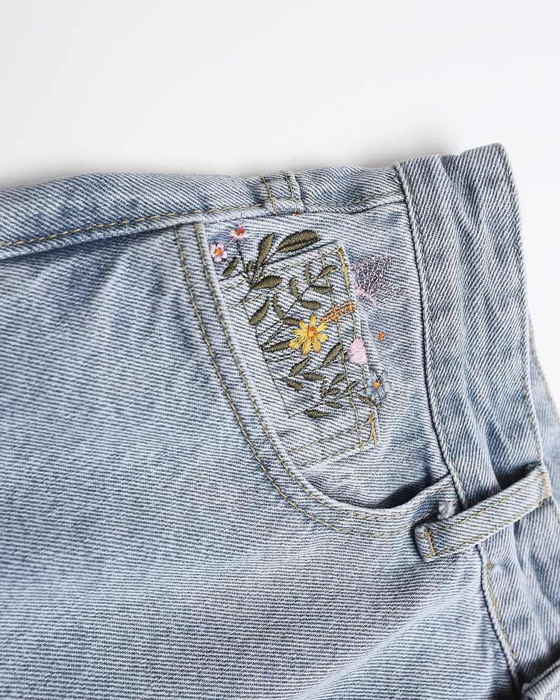 Washed straight jeans