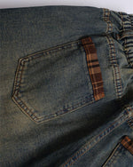 Lettering patchwork cropped trousers