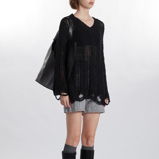 Lazy hollow knitted sweater (women's style)